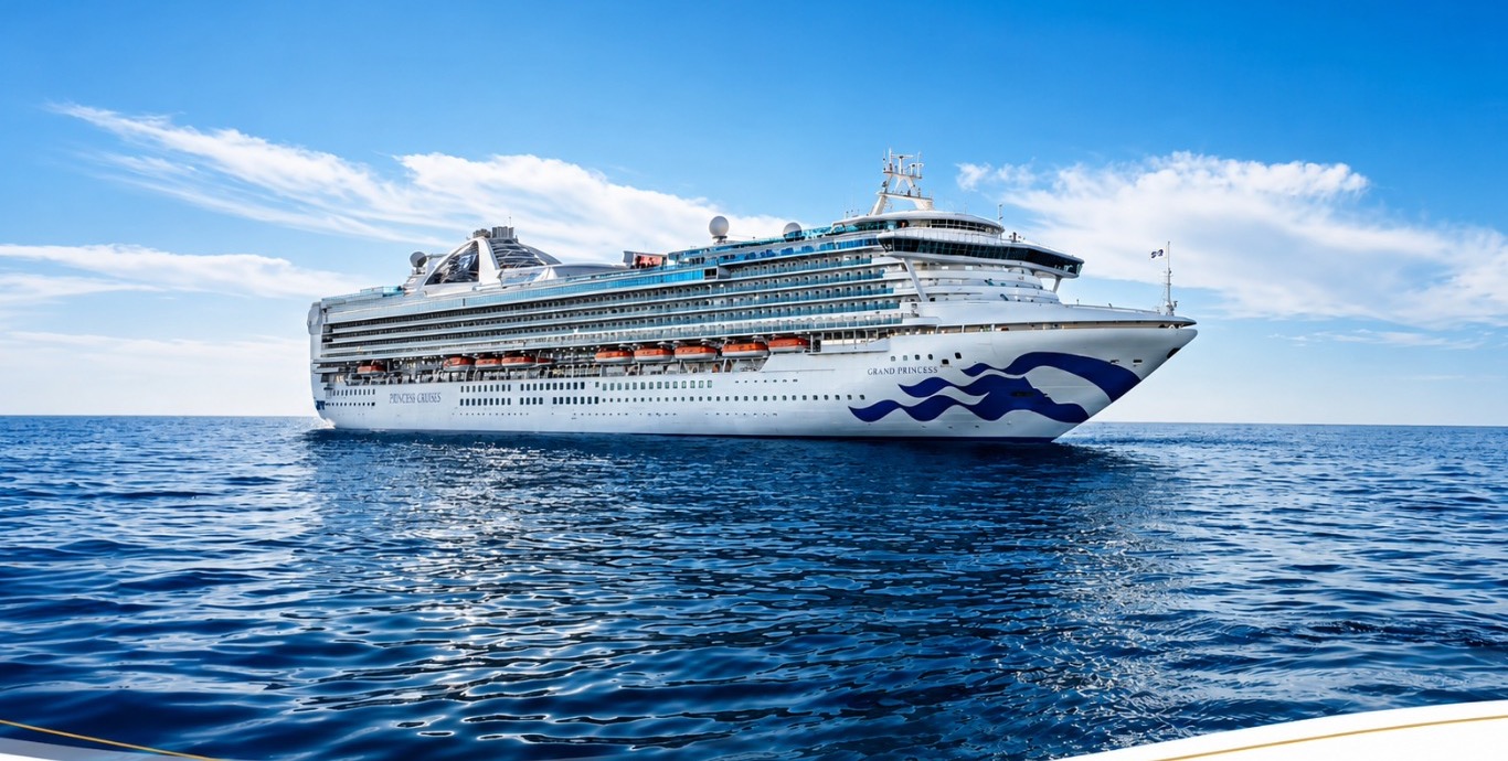 El crucero Grand Princess, de la línea Princess Cruises, navegando en mar abierto
